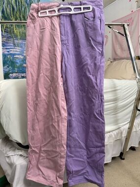 SHEIN Pink and Lavender Colorblock Pants